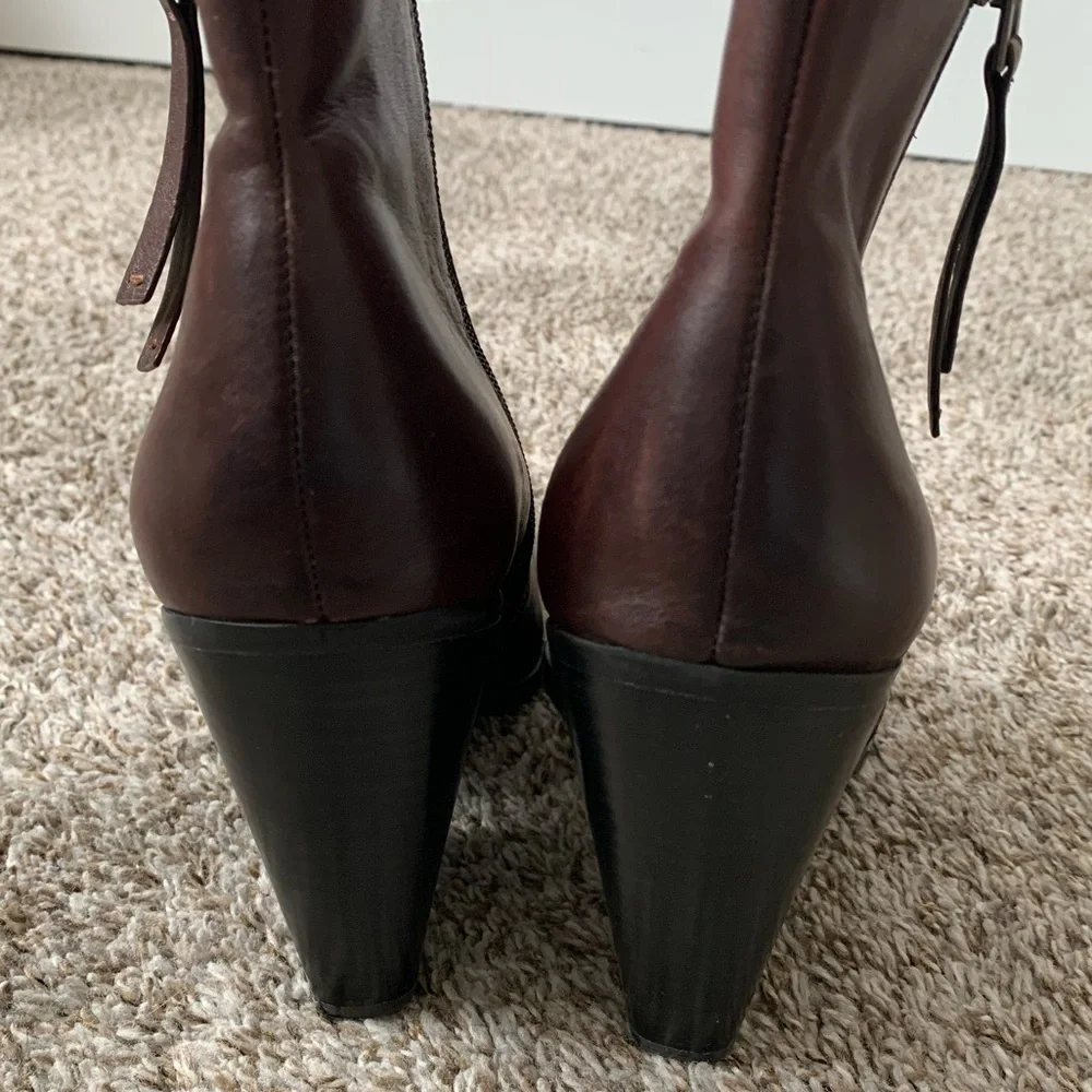 Naturalizer dark brown leather ankle boots size 11 western‎ boho classic booties